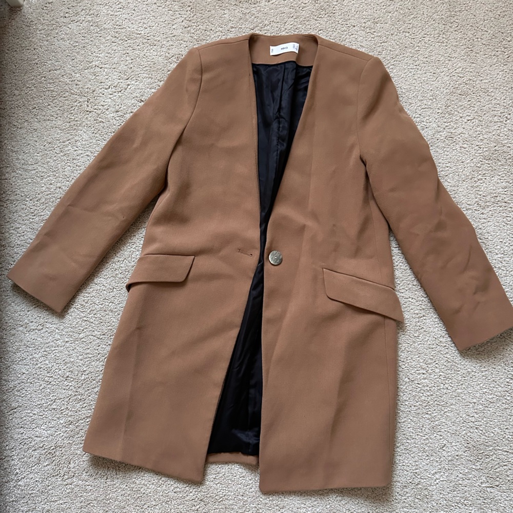 Mango Camel Blazer with Dark Lining